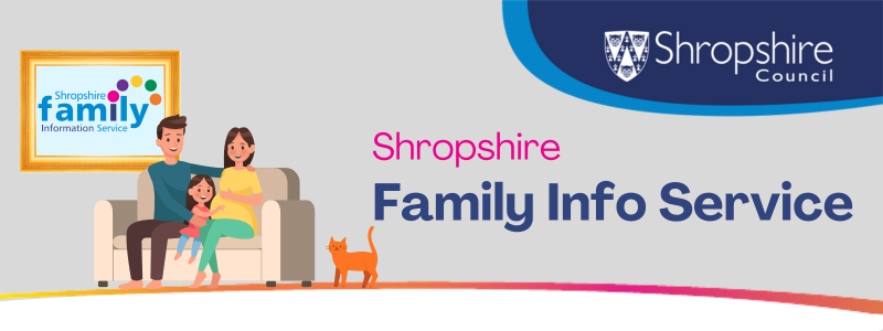 Family Info Service newsletter header. An illustration of a family sitting together on a sofa.