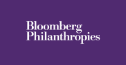 bloomberg philanthropies in white writing on a purple background