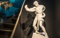 classical sculpture by Frederic Leighton of an Athlete Wrestling a Python