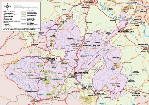map of the Shropshire Hills National Landscape