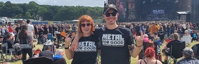 a man and woman in metal for good t-shirts