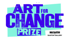 art for change prize Saatchi Gallery in blue text