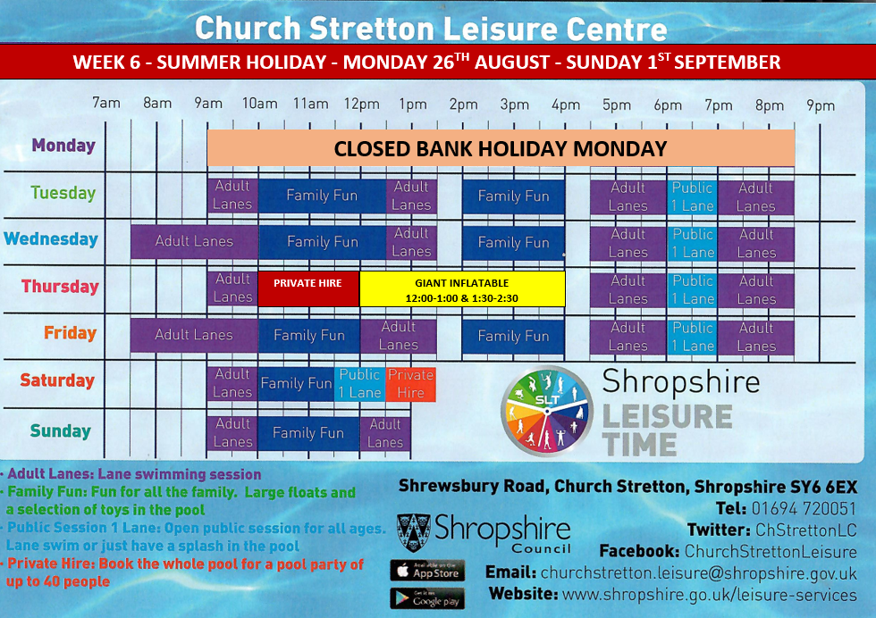 pool timetable week 6