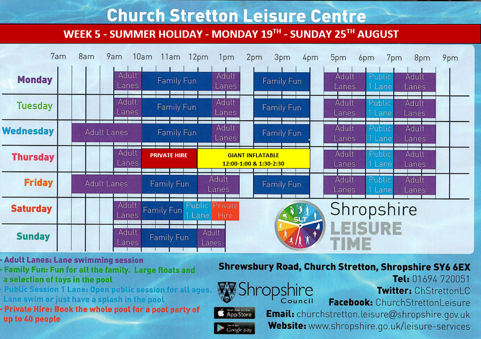 pool timetable week 5