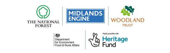 national forest, midlands engine, woodland trust, department for environment food and rural affairs, heritage fund logos