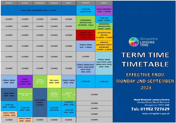 Pool Timetable image