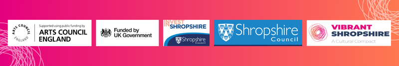 logos from vibrant shropshire funders: arts council england, uk government and shropshire council