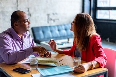 two people talking 
