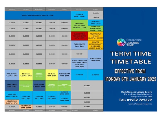 swimming pool timetable image