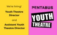 Pink and yellow we're hiring image