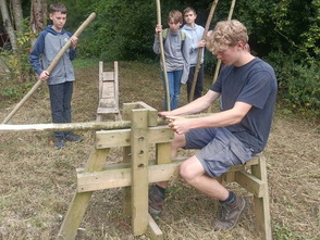 Young Rangers enjoying a green woodworking session in the woods