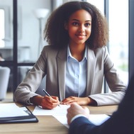 Employee working at a laptop 