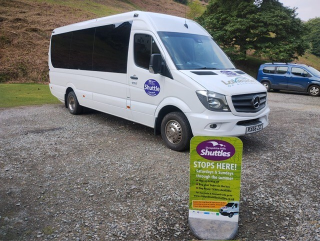 Shuttle Bus parked at Carding Mill Valley