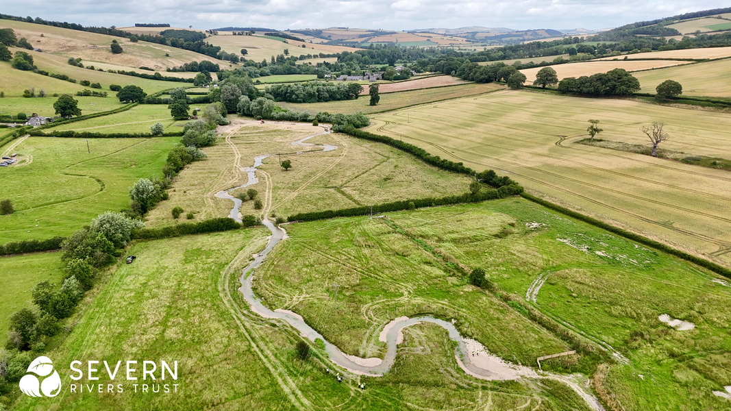 Ariel view of the Walcot Wiggle river restoration project.