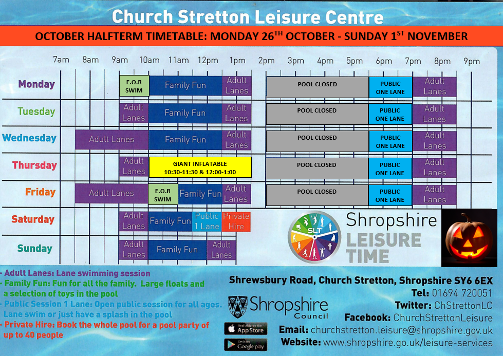 October half term timetable