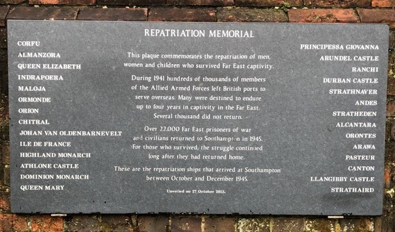 vj day - war memorial - southampton - repatriation