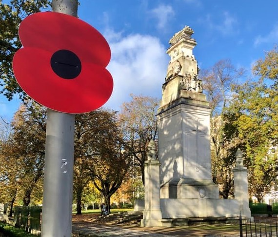 Poppies around Cenotaph