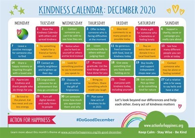 Do Good December Action for Happiness Calendar