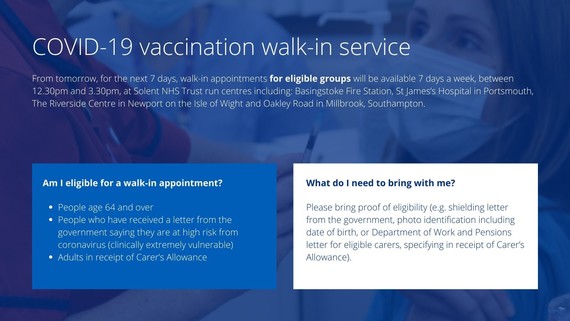 Vaccine walk-in appointments