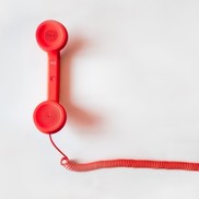 Red Handset receiver of landline telephone