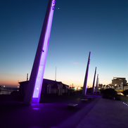 Purple lights on the seafront