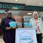 Jo Gay, head of Climate change at Southend Council and Cllr Mulroney outside the Southend Climate Hub.