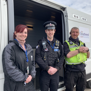 Inspector David Gardiner of Essex Police and the Southend Community Policing Team, with members of the Community Safety Team standing at the CCTV van.