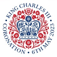 Emblem saying King Charles III Coronation 6th May 2023.
