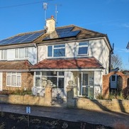 The retrofit house. A three-bedroom semi-detached home in Leigh-on-Sea on a sunny day.