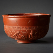 A patterned terracotta bowl from Roman Britain.