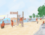 Mock up of accessible play area at Shoeburyness East Beach 
