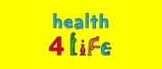 Health4Life logo. Featuring a yellow background a people instead of letters on the word "life".