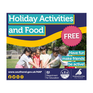 Promotional graphic for the Holiday Activities and Food programme.
