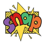 SNAP charity logo with vibrant bold colours and font and the text "SNAP"