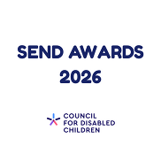 "SEND Awards 2026" text in blue and the Council for Disabled Children logo under it.
