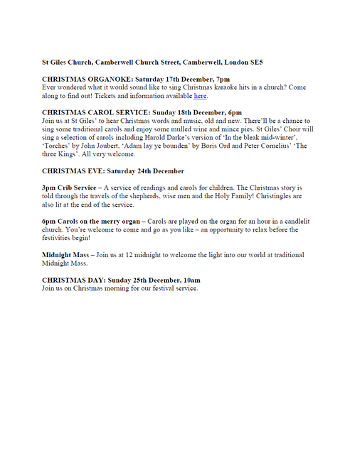 St Giles Christmas Services