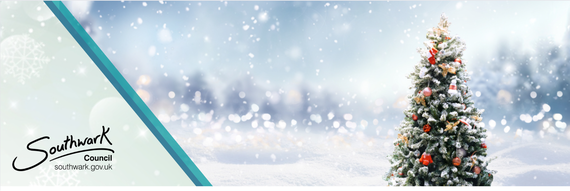 Decorative image of snowman and council logo