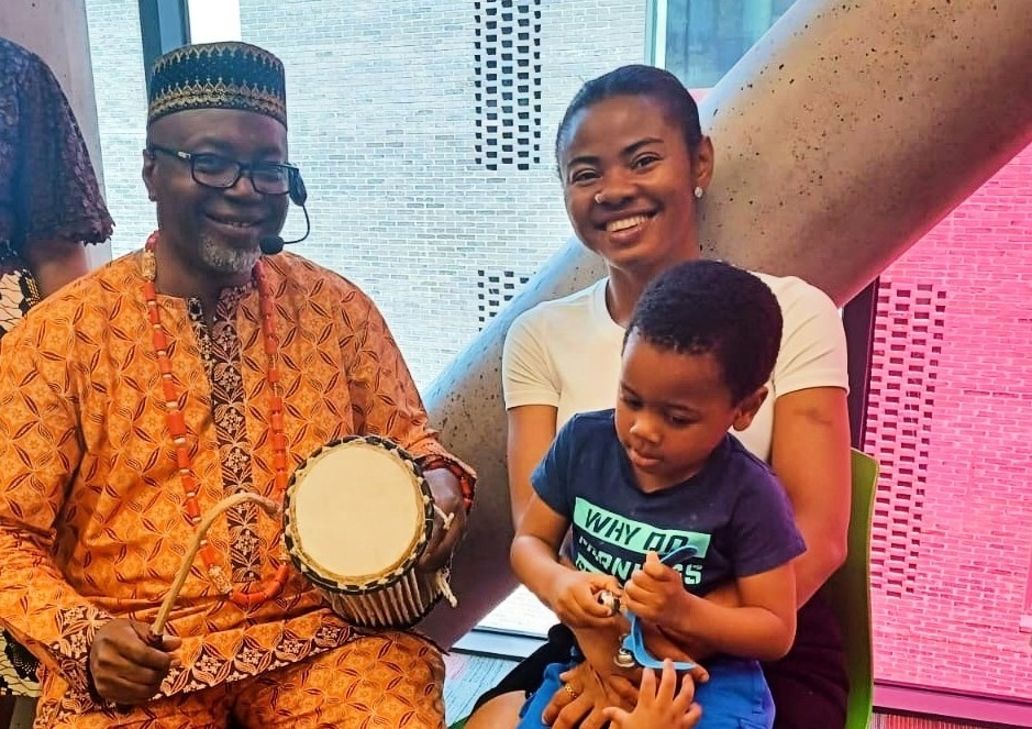 People in the library enjoying festival event