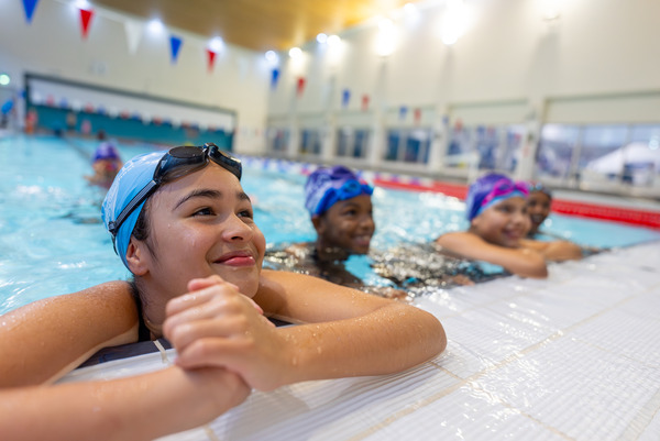 Children swimming at Southwark leisure centre 