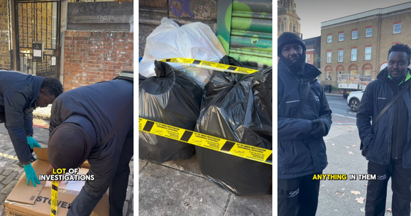 Stills taken from a video showing Environment Enforcement officers and fly tipping