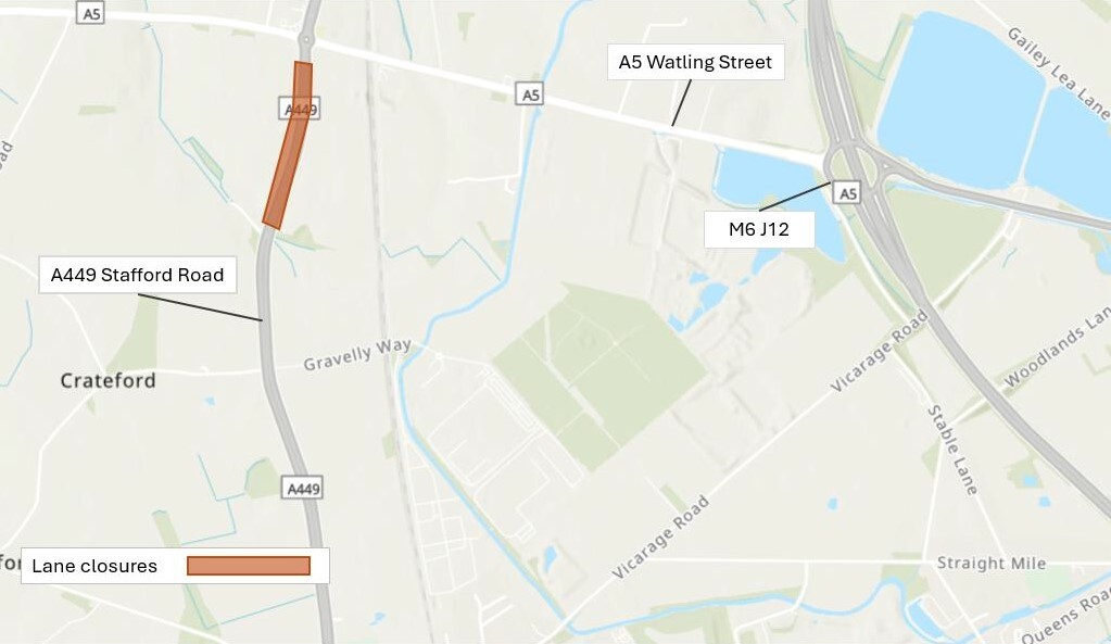 Roadworks A449 Stafford Rd