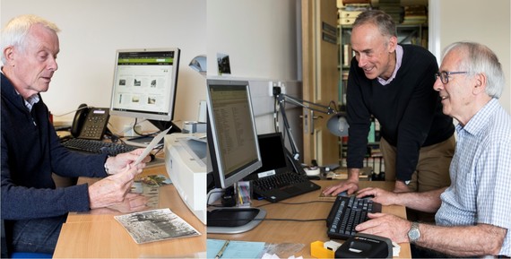 Volunteers Bob and John working on digitisation projects with the Museum Team