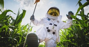 Image of child dressed as an astronaut taking part in 50th anniversary moon landing anniversary events.