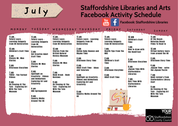 July Library Facebook timetable