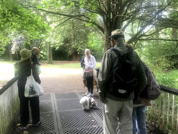 Maria Whatton with a group of walkers exploring the Washlands in August 2021