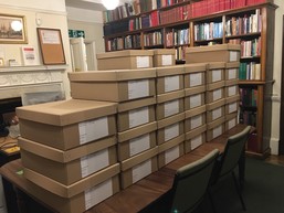 Freshly packed boxes in the Reading Room