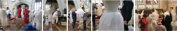 Montage of images from wedding dress exhibition at Hamstall Ridware