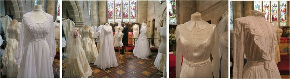 Montage of images from wedding dress exhibition at Hamstall Ridware