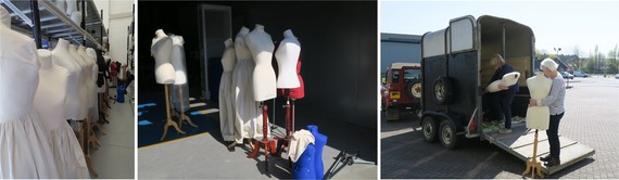 Loading the mannequins into the horse box for transport to the Church for the exhibition