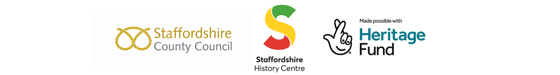 Staffordshire County Council logo - Staffordshire History Centre logo - National Heritage Lottery Fund logo